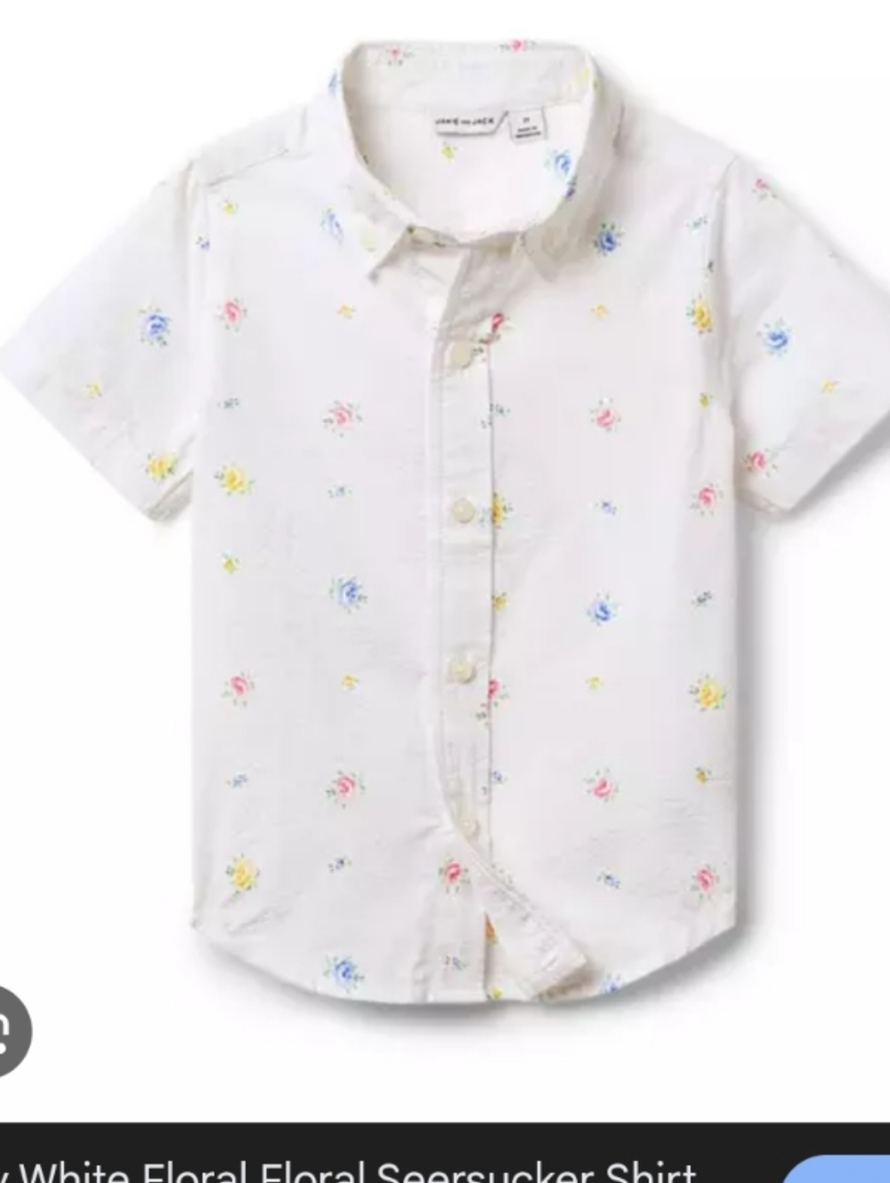 Janie and Jack White Short-Sleeve Floral Button-Down Shirt